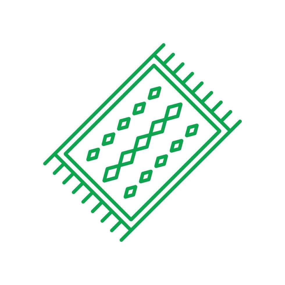 eps10 vector verde perú alfombra línea abstracta icono de arte aislado sobre fondo blanco. símbolo de contorno de alfombra de oración en un estilo moderno y sencillo para el diseño de su sitio web, logotipo y aplicación móvil