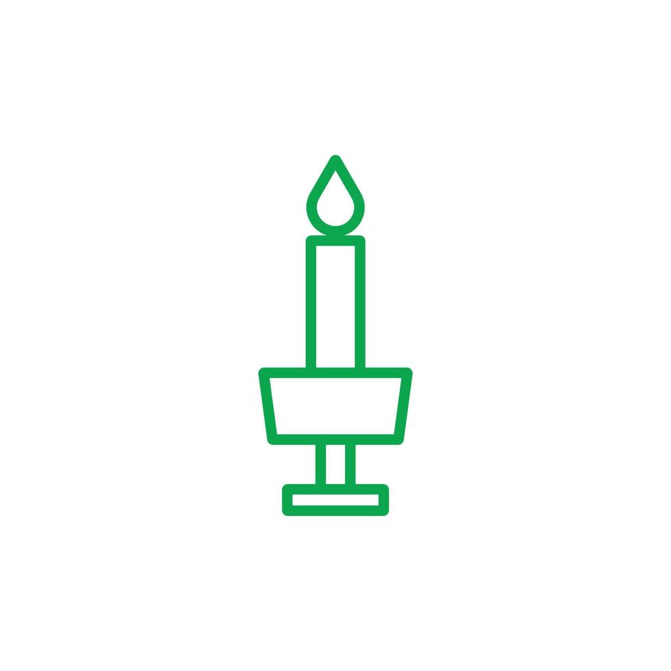 eps10 vector verde candelabro línea abstracta icono de arte aislado sobre fondo blanco. símbolo de esquema de portavelas en un estilo moderno y plano simple para el diseño de su sitio web, logotipo y aplicación móvil