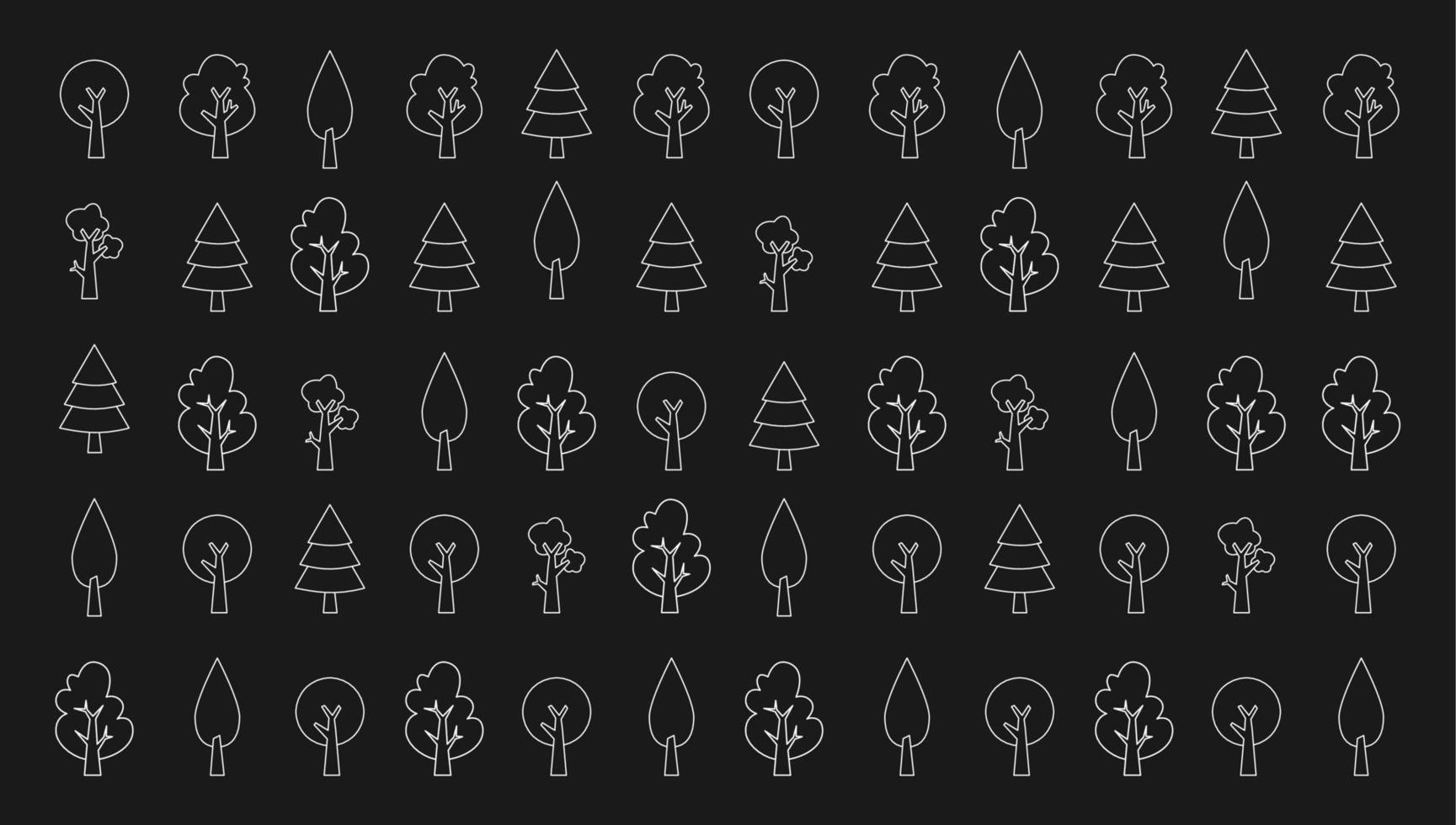 black blank background with line art of trees in white color for banner, wallpaper, poster, zoom background, social media, and web templates vector