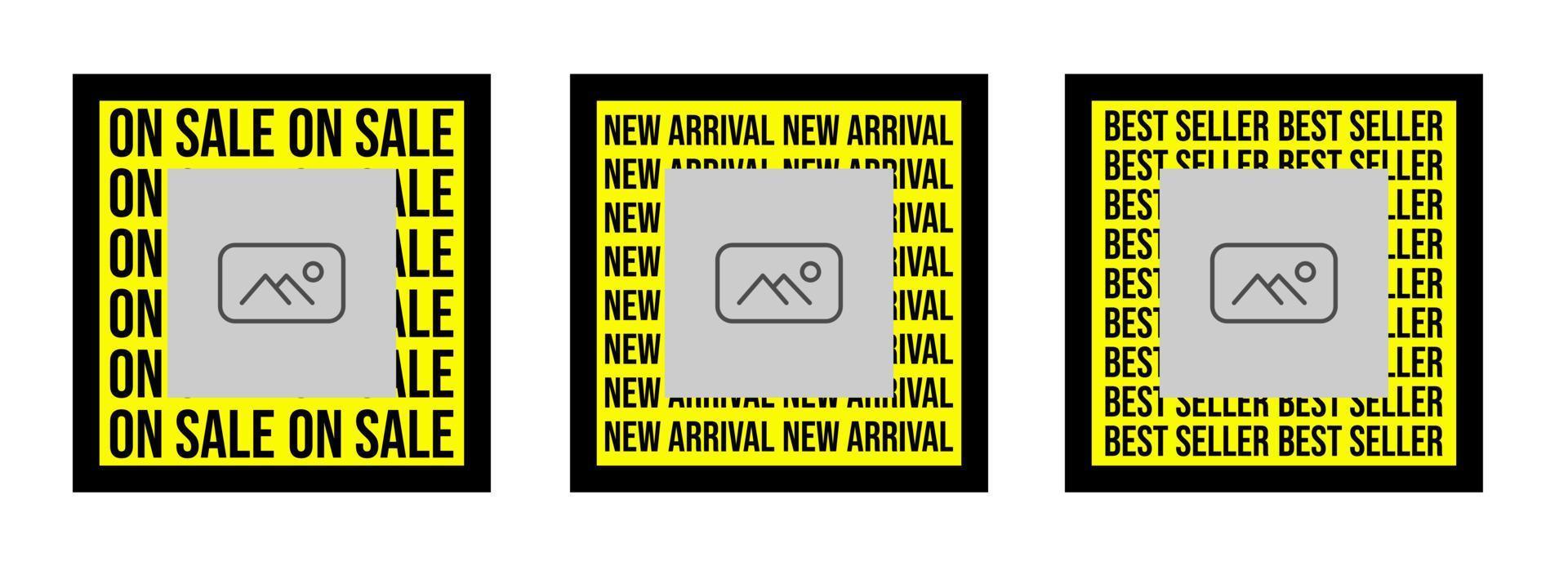 Social media post templates or layout pack for small business or startup company promoting new product, discount, and sales. black yellow street wear style background theme vector