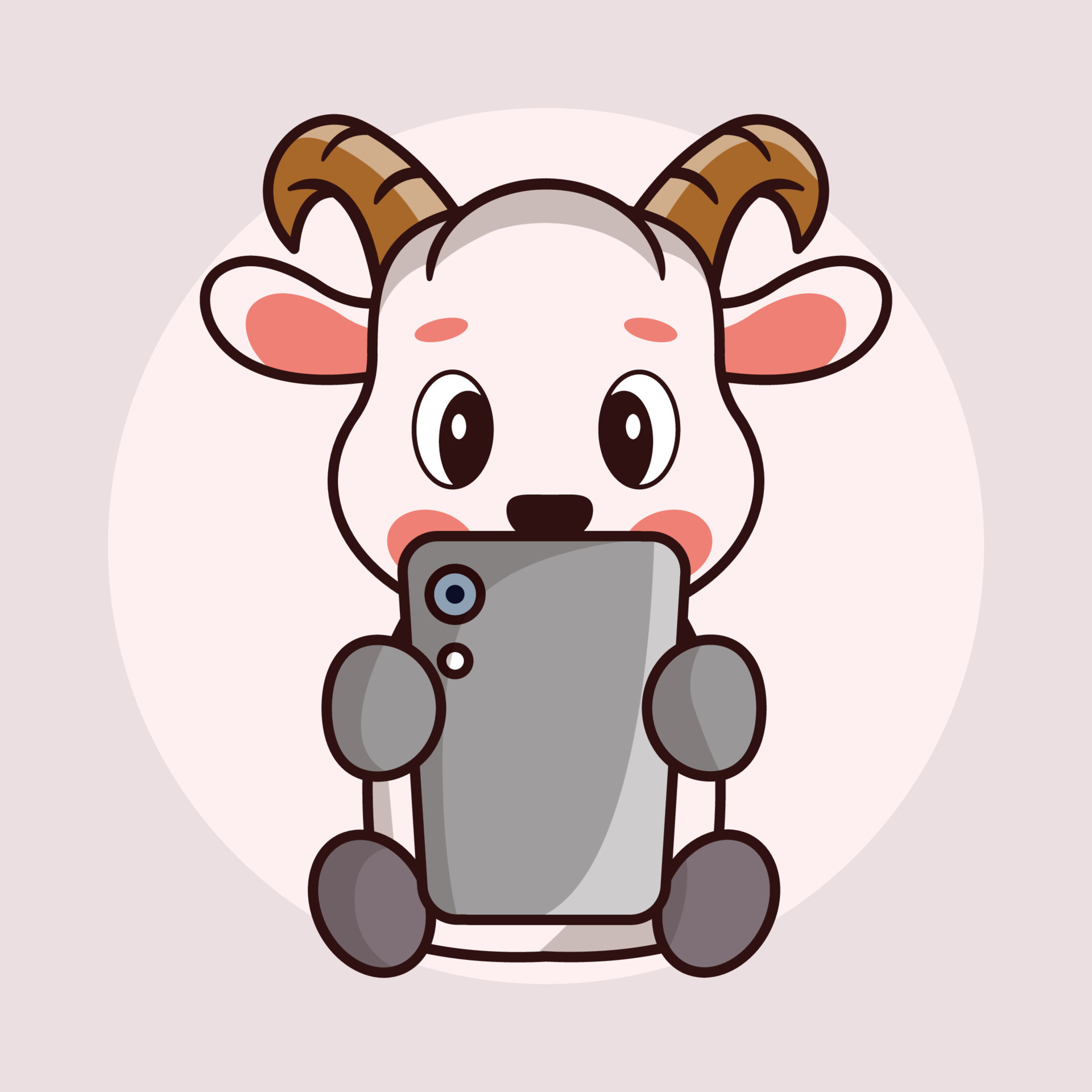 Cute baby goat cartoon play a smartphone 13553776 Vector Art at Vecteezy