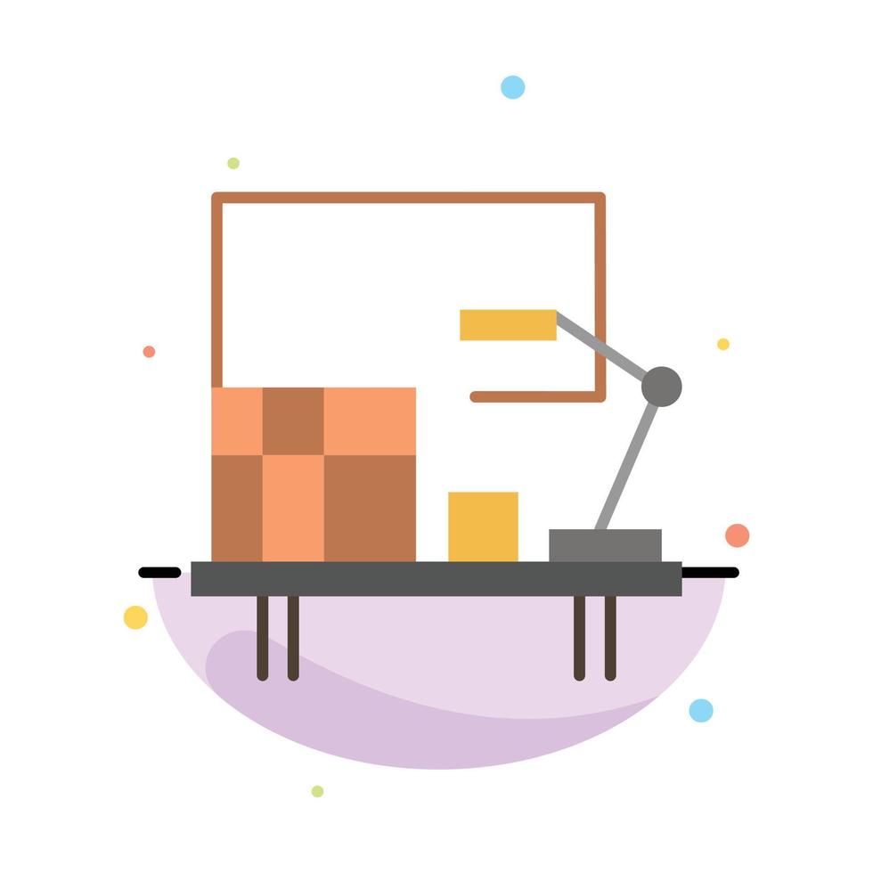 Workplace Desk Office Table Abstract Flat Color Icon Template vector