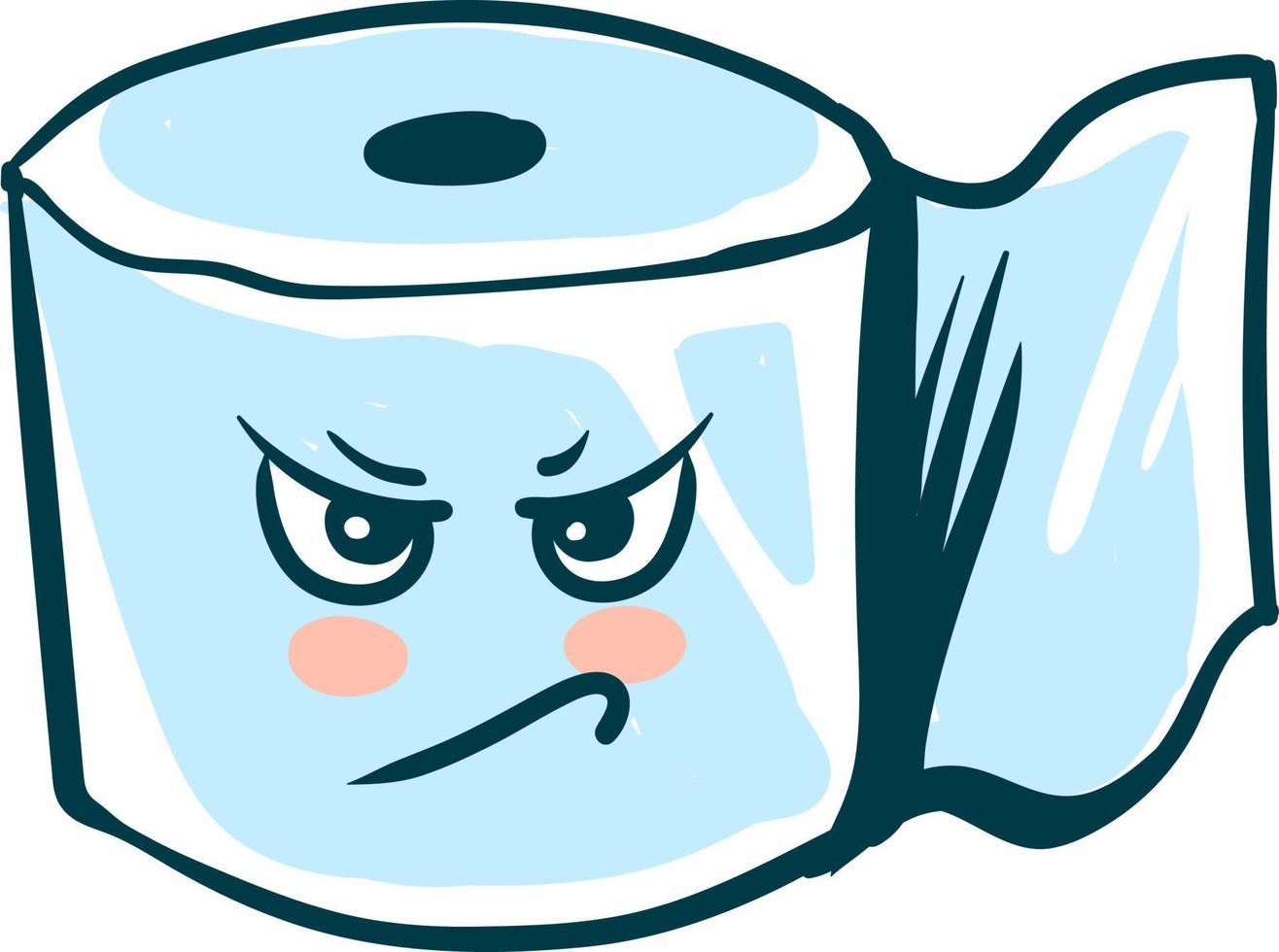 Angry toilet paper, illustration, vector on white background.