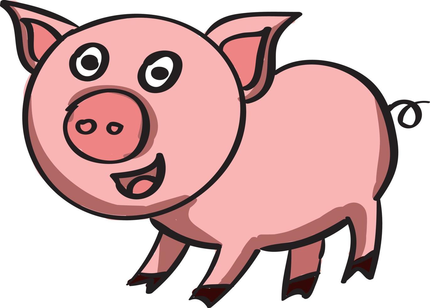 Happy pig, illustration, vector on white background.