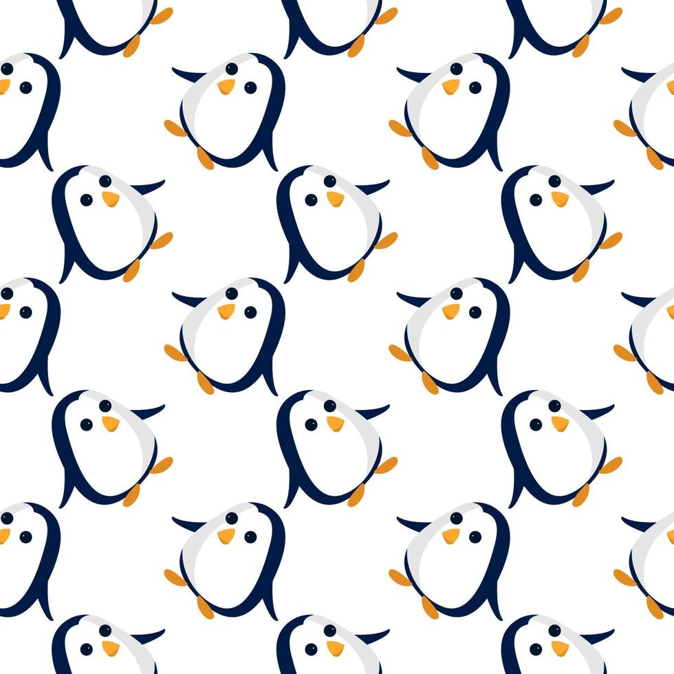 Baby penguins ,seamless pattern on white background. vector