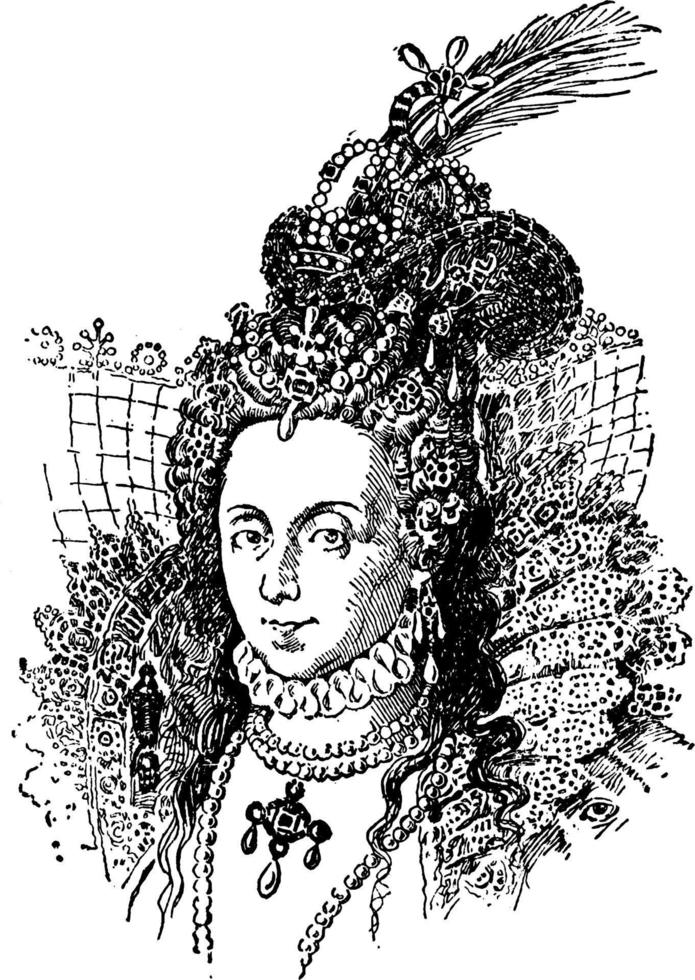 Queen Elizabeth, vintage illustration vector