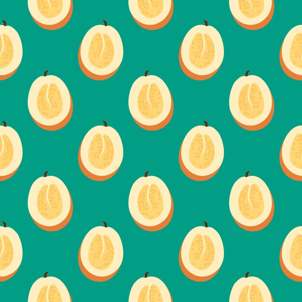 Oriental melon ,seamless pattern on green background. vector