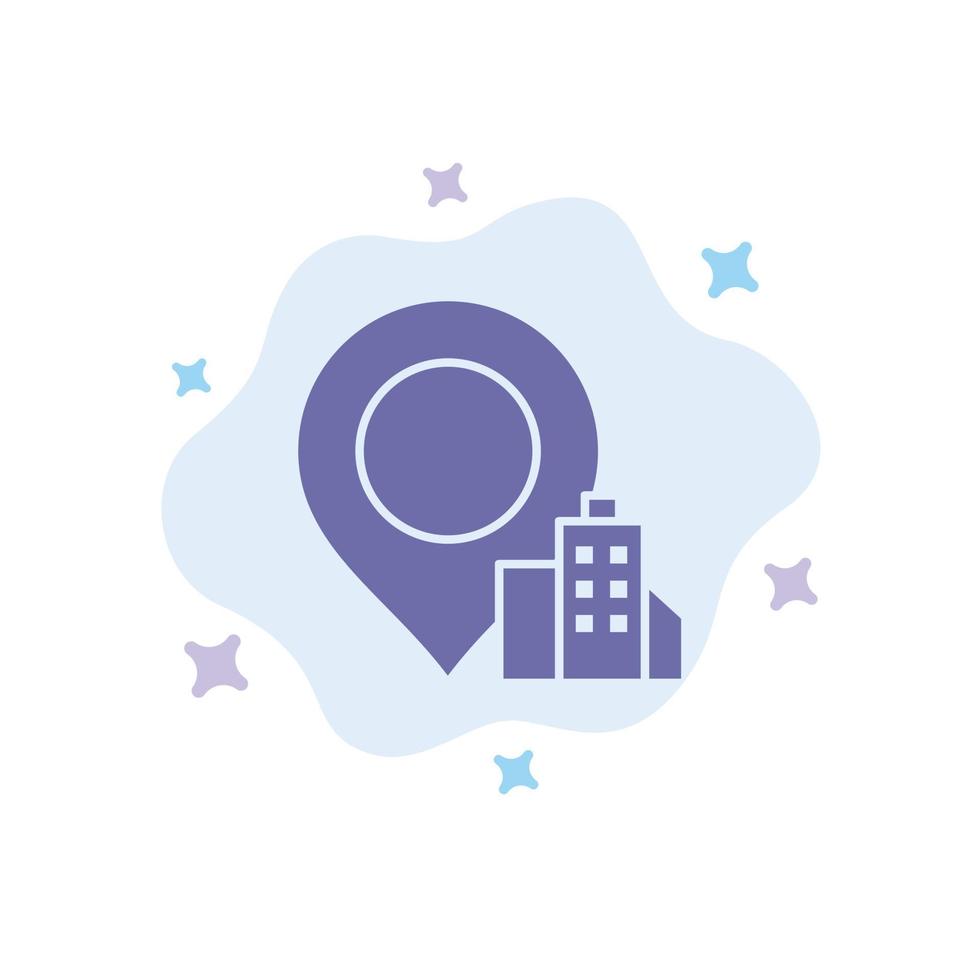 Location Building Hotel Blue Icon on Abstract Cloud Background vector