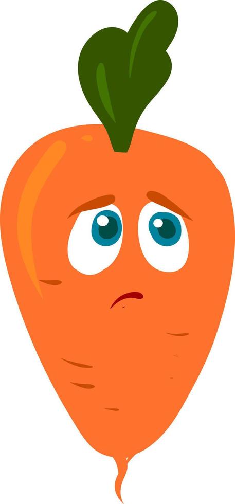 Sad carrot, illustration, vector on white background.