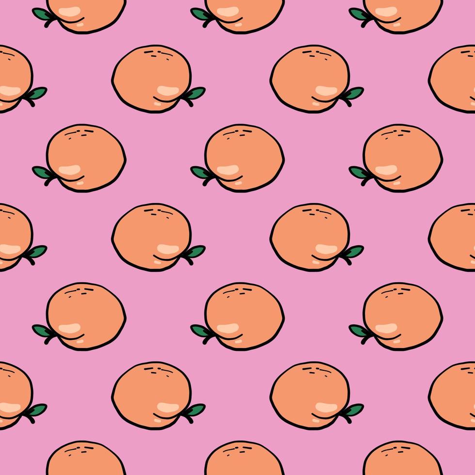 Orange Apricot, seamless pattern on pink background. vector