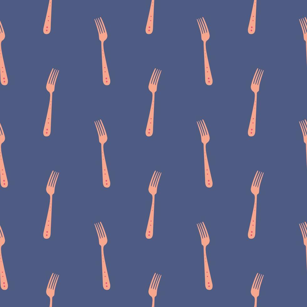 Very small forks,seamless pattern on purple background. vector