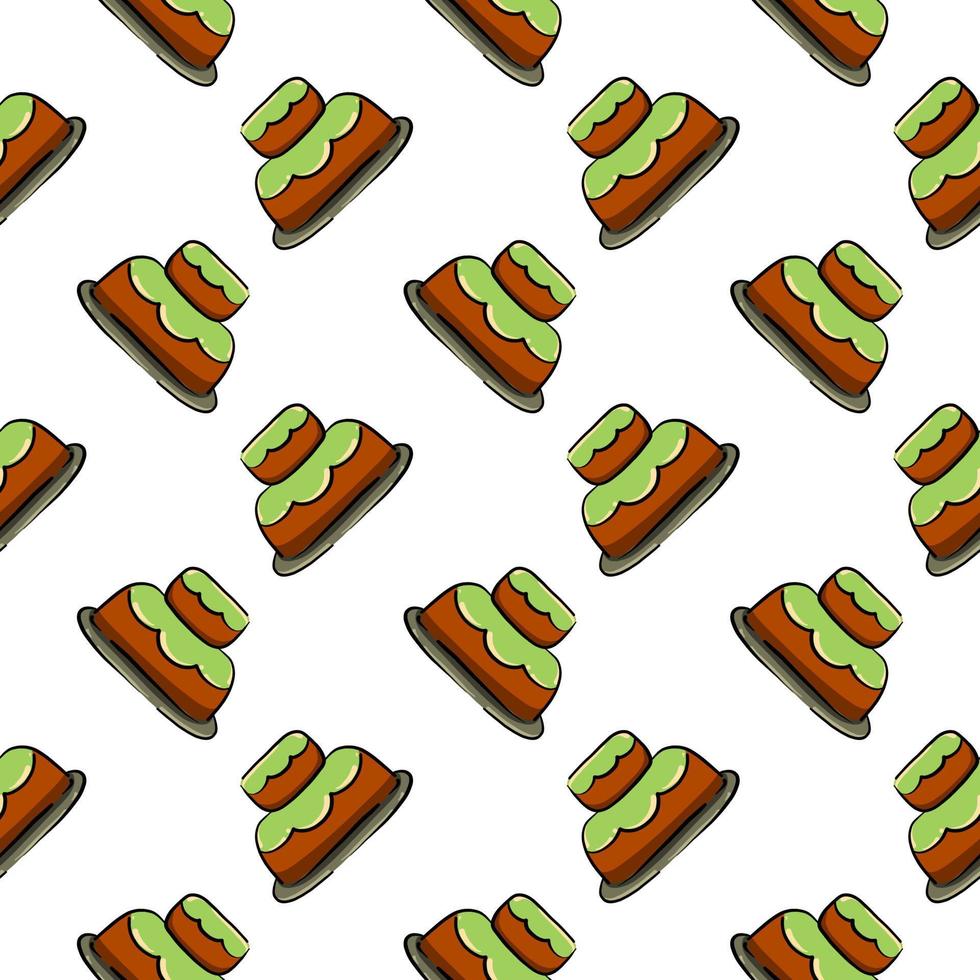 Green cake ,seamless pattern on white background. vector