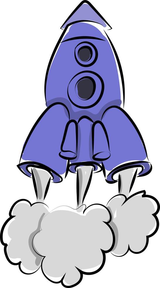 Blue rocket ship, illustration, vector on white background.