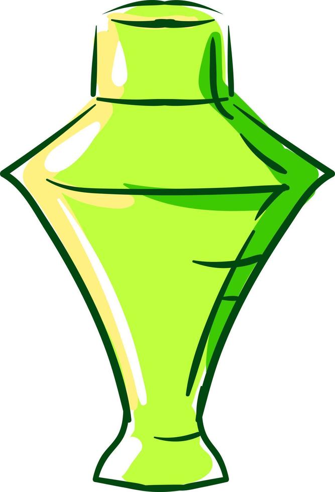 Perfume en botella verde, ilustración, vector sobre fondo blanco.