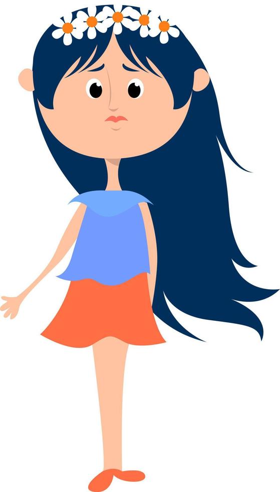 Little girl, illustration, vector on white background.