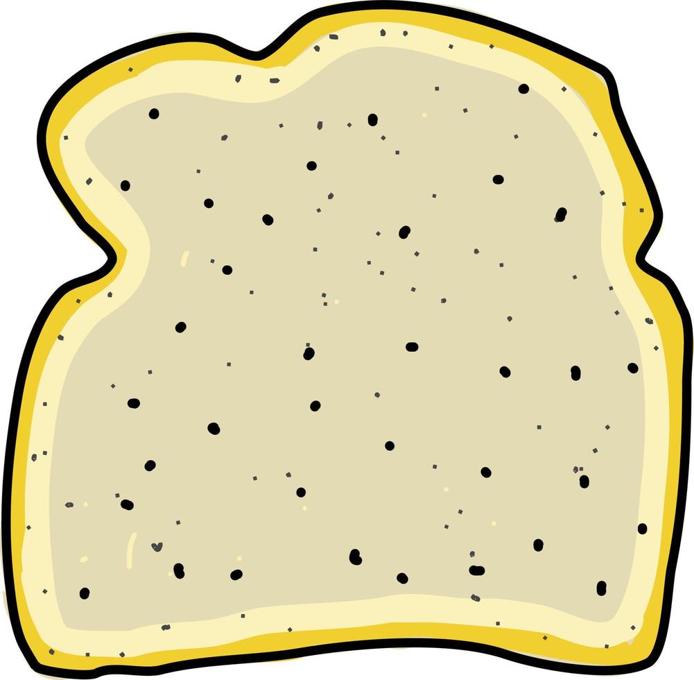 Piece of toast, illustration, vector on white background.