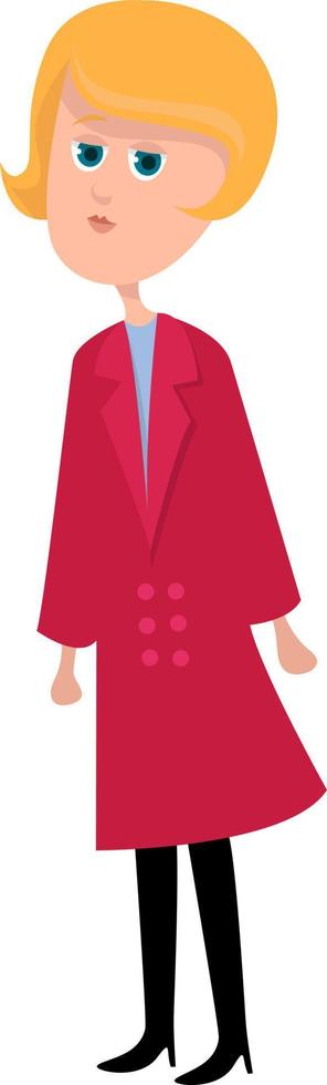 Woman with pink coat, illustration, vector on white background