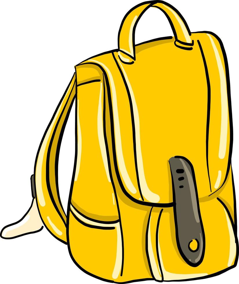 mochila amarilla, ilustración, vector sobre fondo blanco
