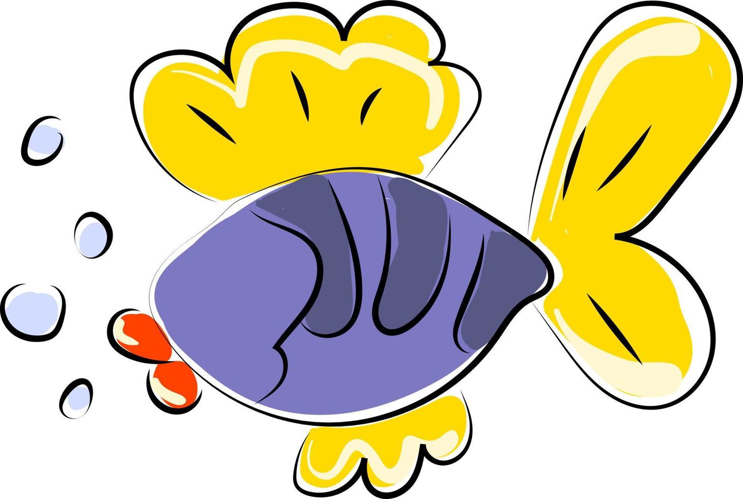 Fish underwater, illustration, vector on white background.