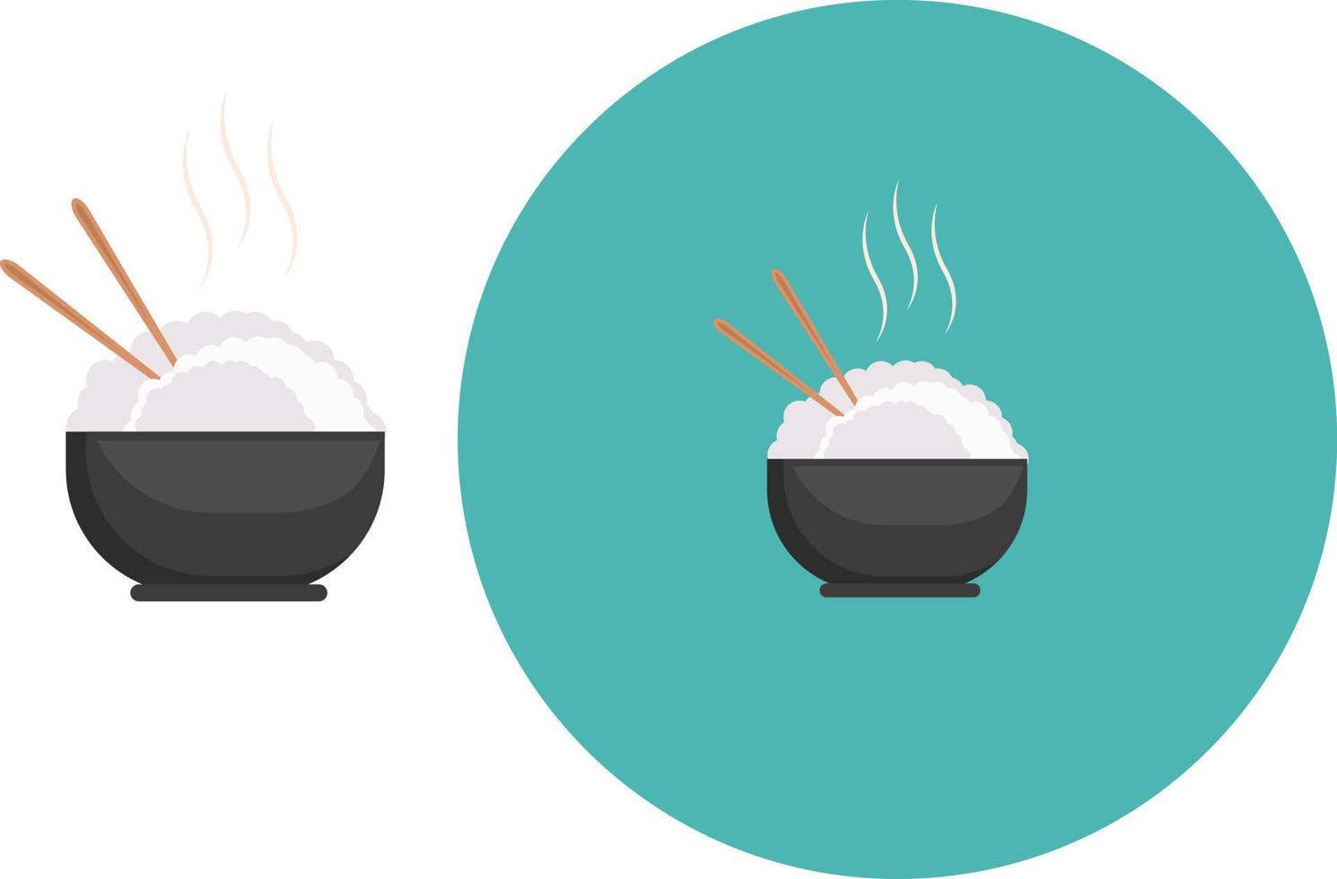 Bowl of rice ,illustration, vector on white background.
