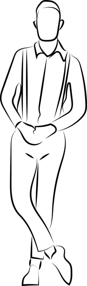 Adolescente de pie, ilustración, vector sobre fondo blanco.