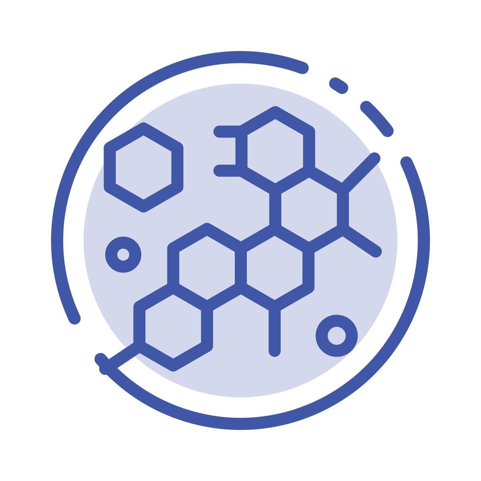 Cell Molecule Science Blue Dotted Line Line Icon vector
