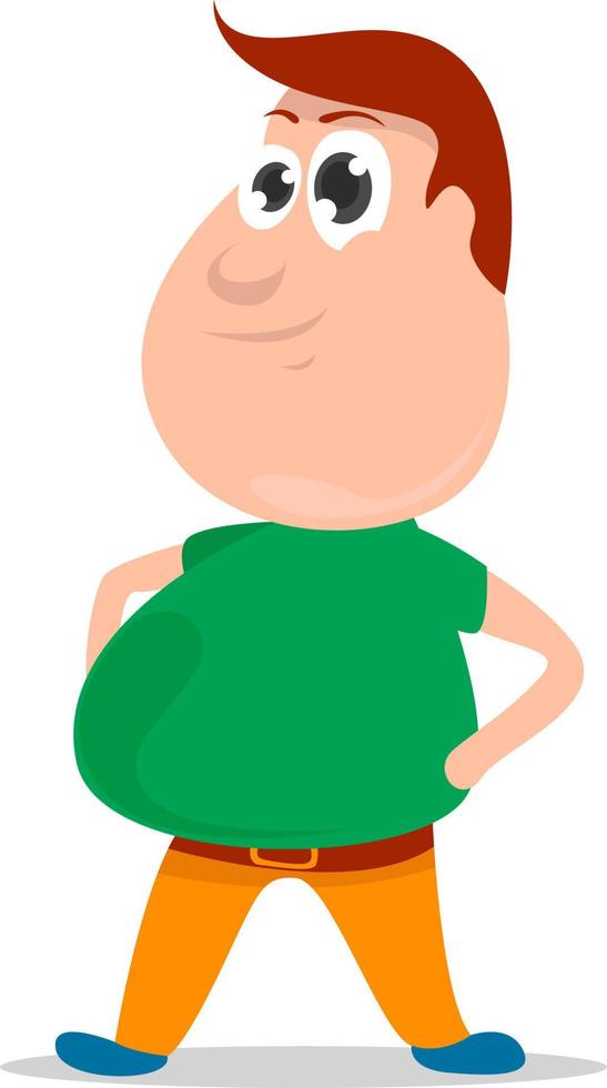 Happy man with green shirt , illustration, vector on white background