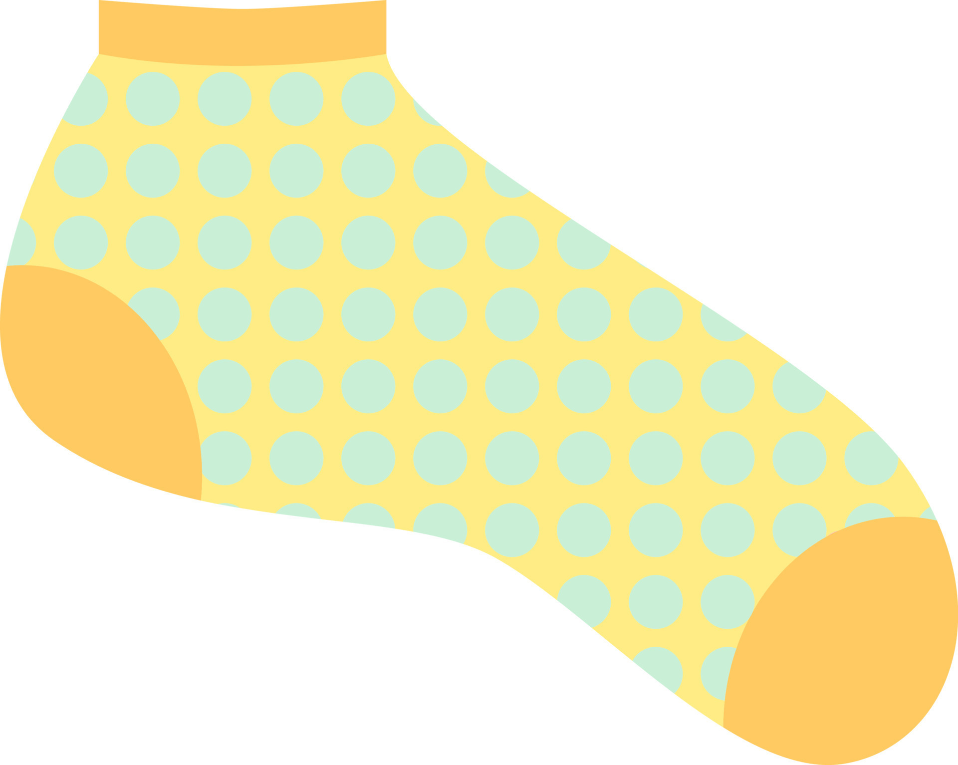 Yellow sock with dots, illustration, vector, on a white background