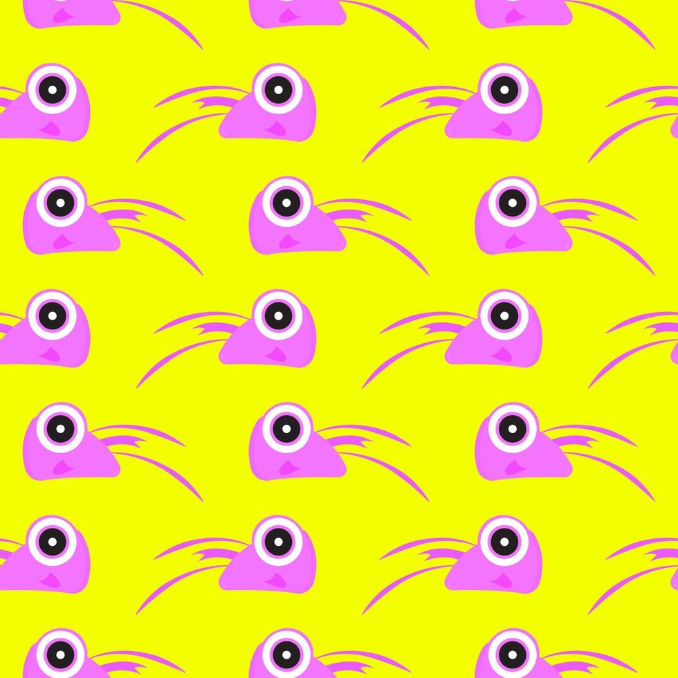 Shrimp head, seamless pattern on yellow background. vector