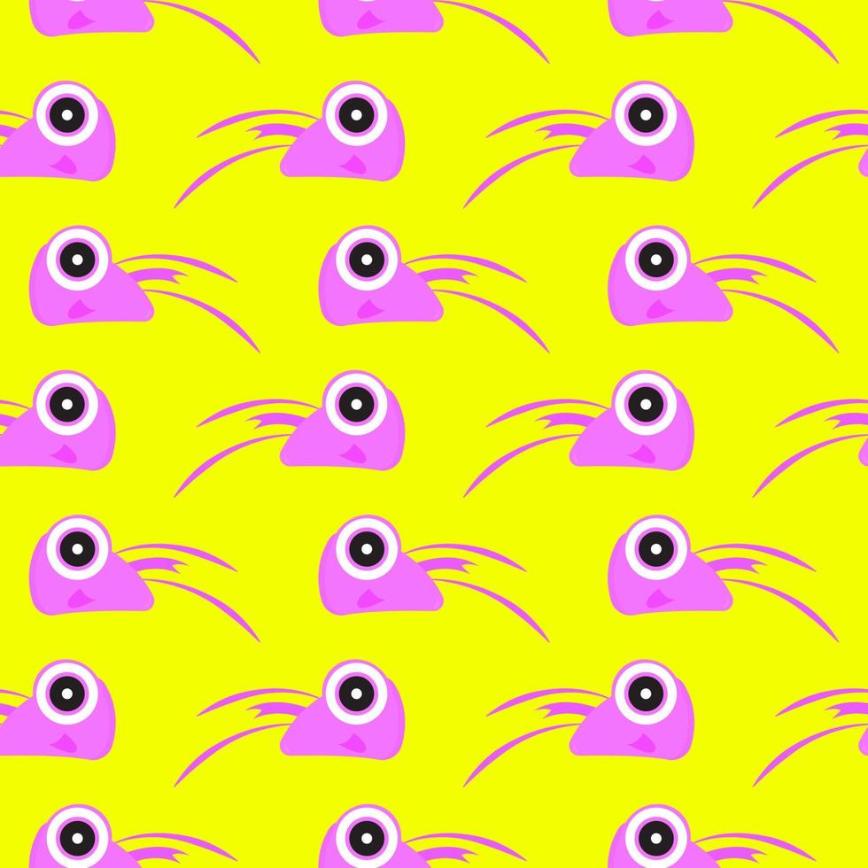 Shrimp head, seamless pattern on yellow background. vector