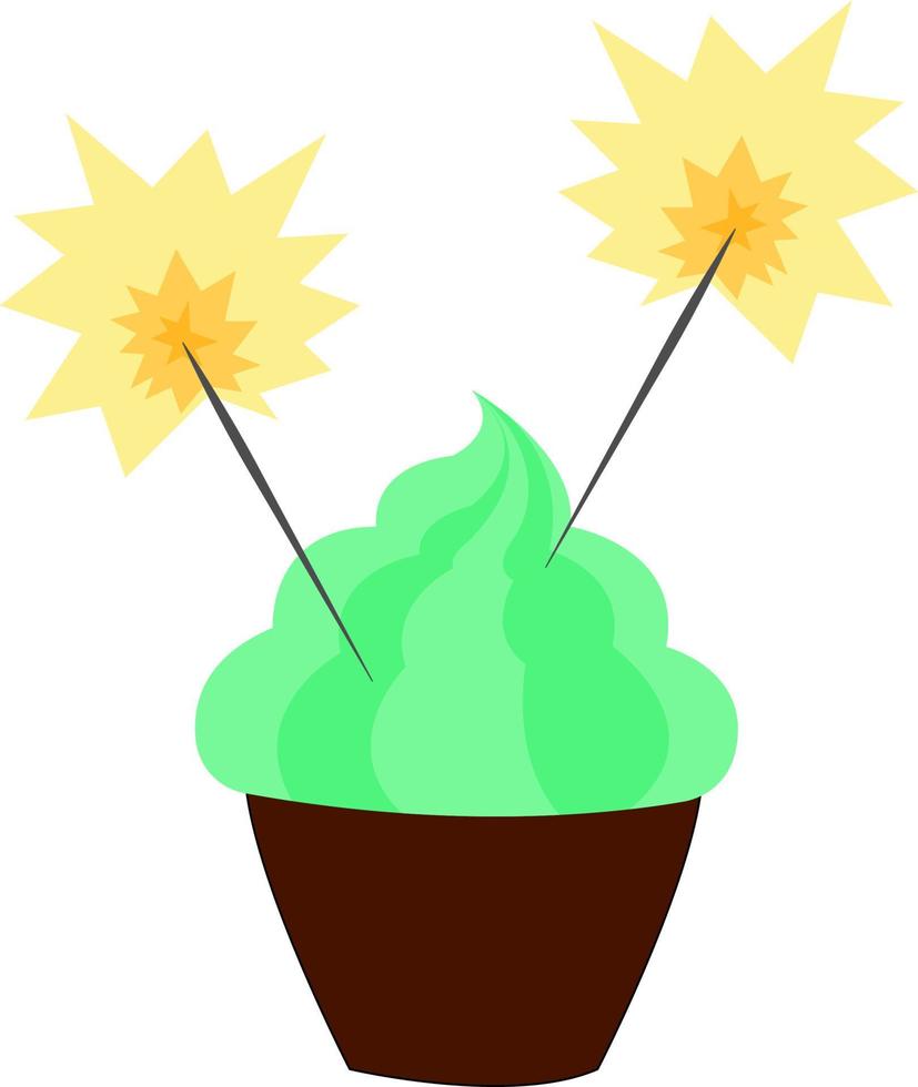 Green cupcake, illustration, vector on white background.