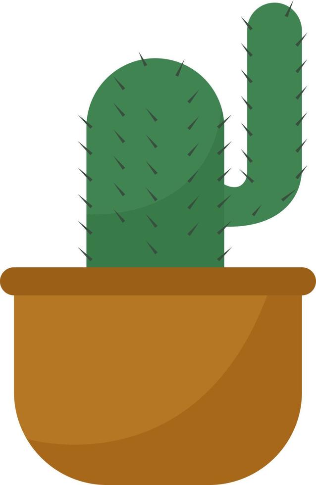 Cactus en bote marrón, ilustración, vector sobre fondo blanco.