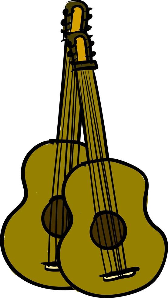 2 guitarras de madera, vector o ilustración en color.