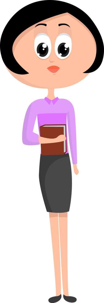 Office female worker, illustration, vector on white background