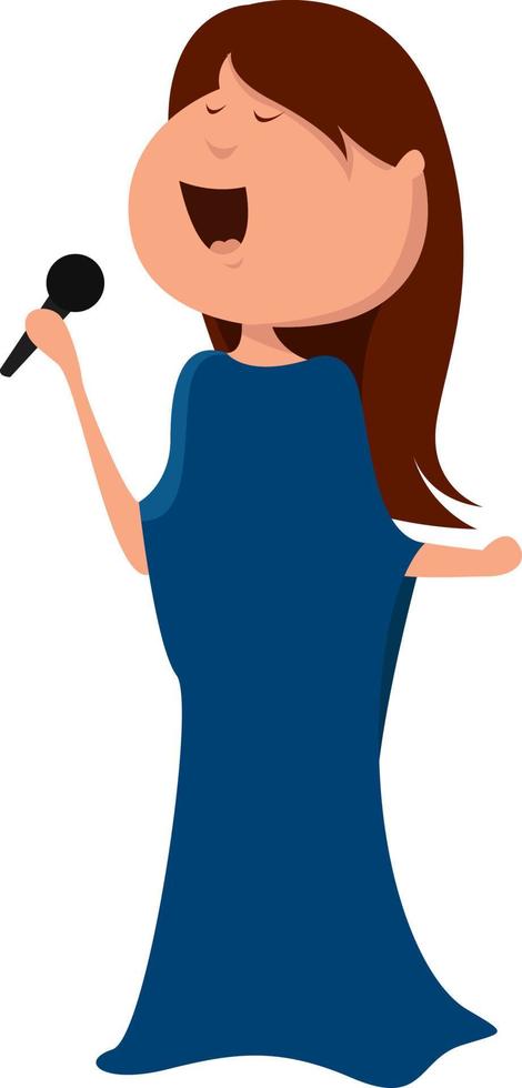 Cantante en azul, ilustración, vector sobre fondo blanco.