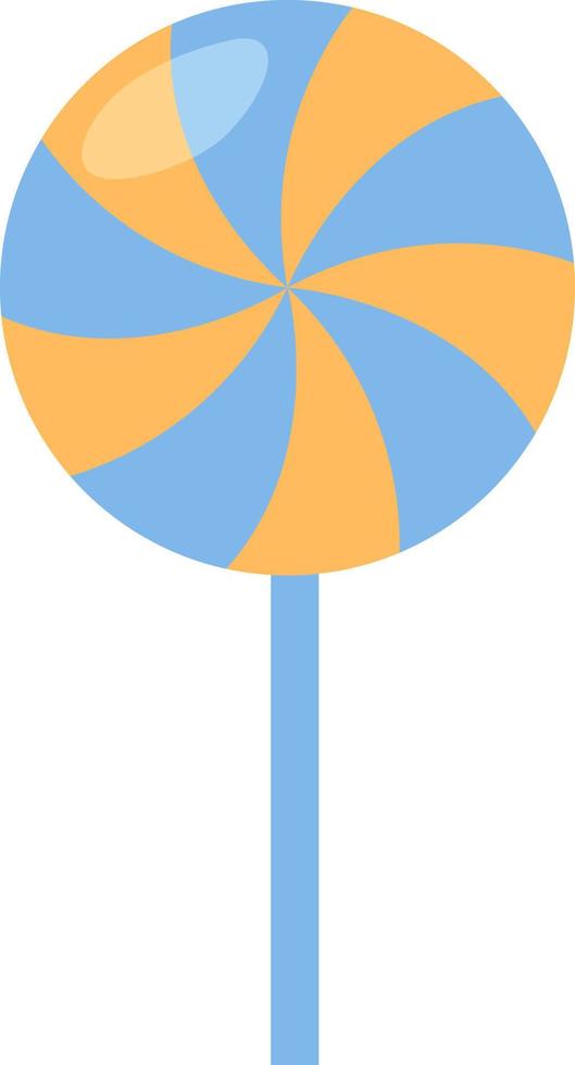 Yellow and blue lolipop, illustration, vector on a white background.