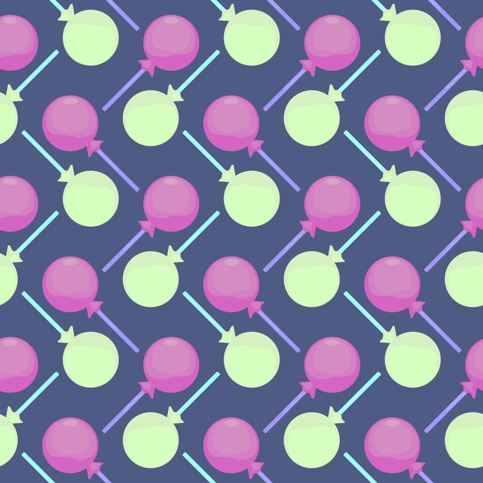 Sweet lolipops, seamless pattern on a dark blue background. vector
