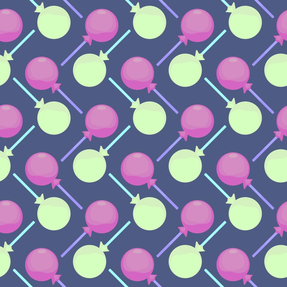 Sweet lolipops, seamless pattern on a dark blue background. vector