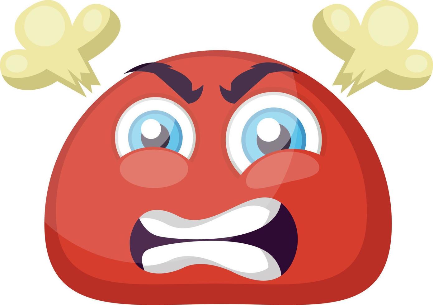 Furious red round emoji face vector illustration on a white background