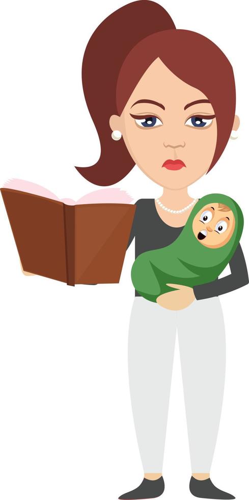 mujer con bebé, ilustración, vector sobre fondo blanco.