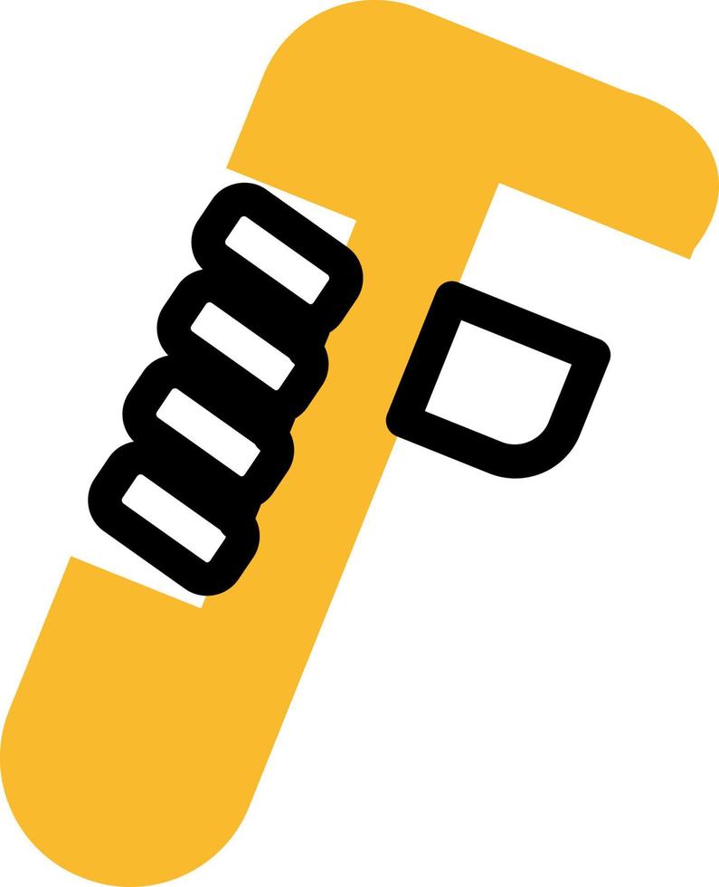 Construction yellow pipe wrench, illustration, vector on a white background.