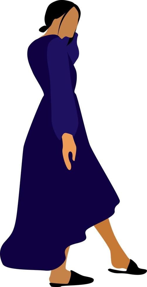 Girl in purple dress, illustration, vector on white background.
