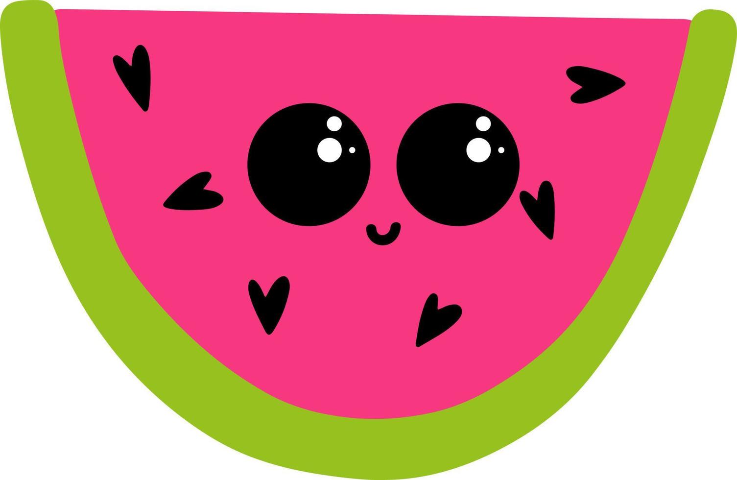 Cute sliced watermellon, illustration, vector on white background.