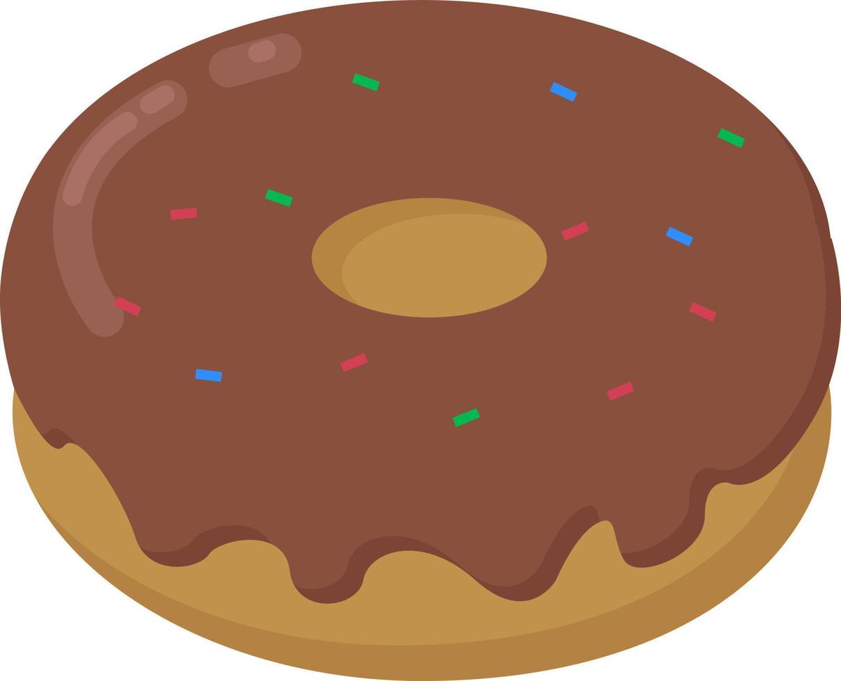 Donut de chocolate, ilustración, vector sobre fondo blanco.