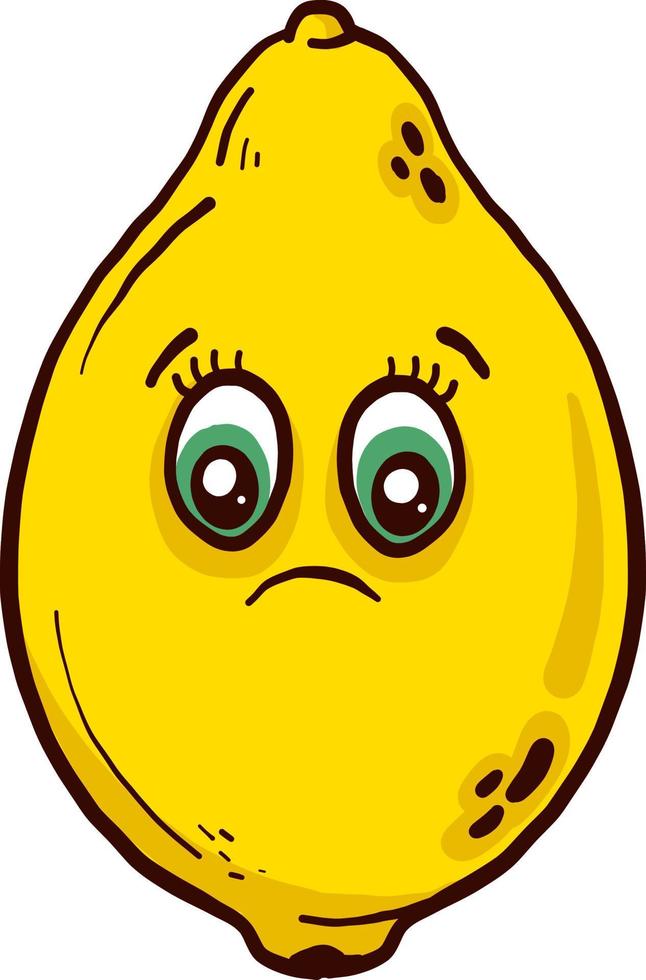 Sad lemon, illustration, vector on a white background.