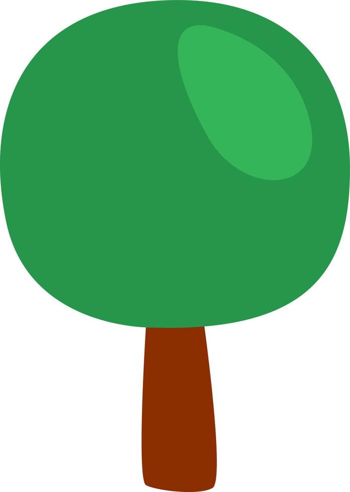 Tree with green round trunk, illustration, vector on a white background.