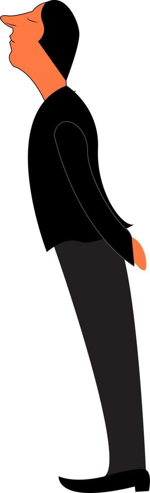 un hombre en negro, vector o ilustración en color.