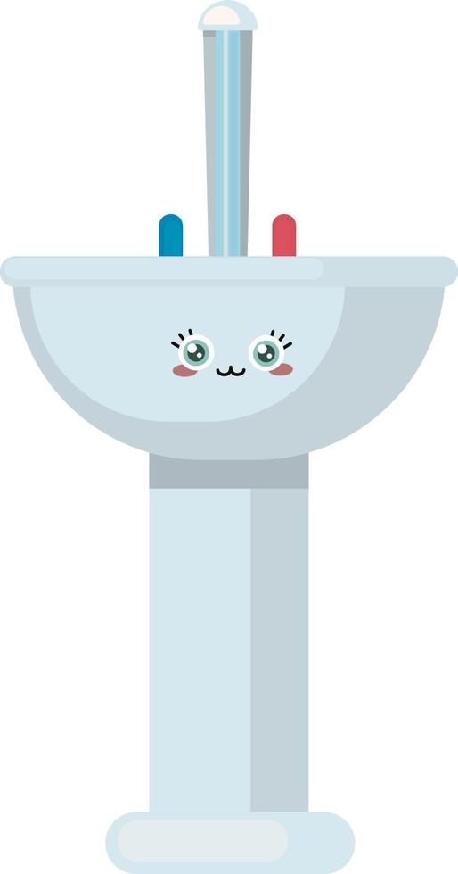 Cute small sink, illustration, vector on white background.