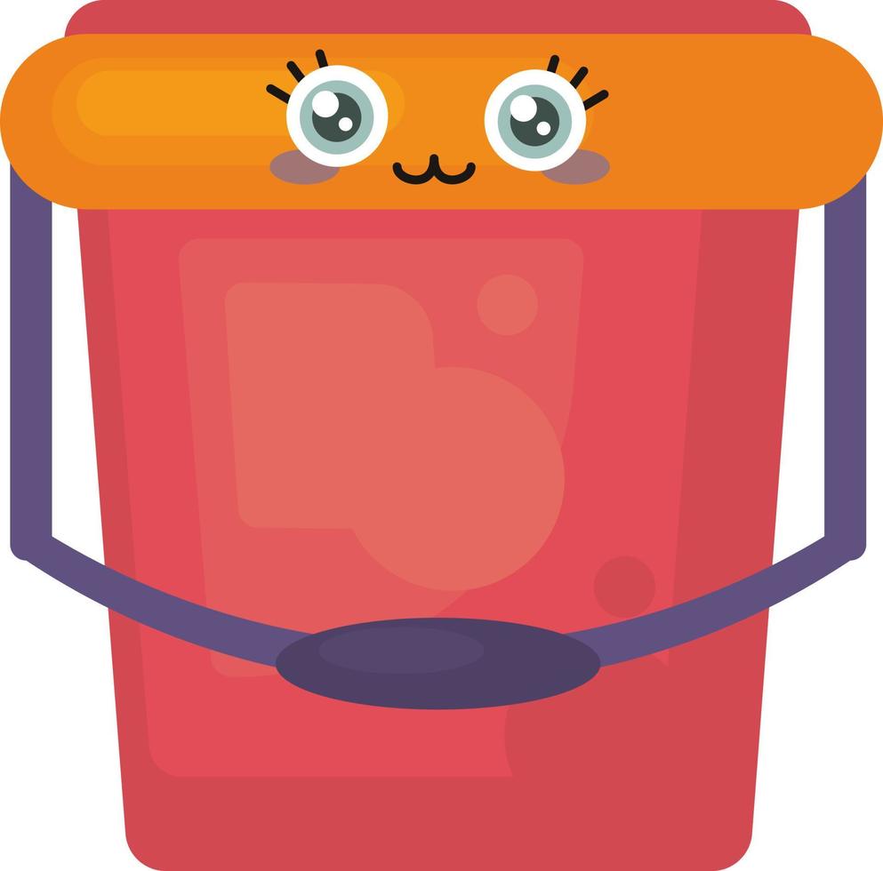 Happy red bucket, illustration, vector on white background