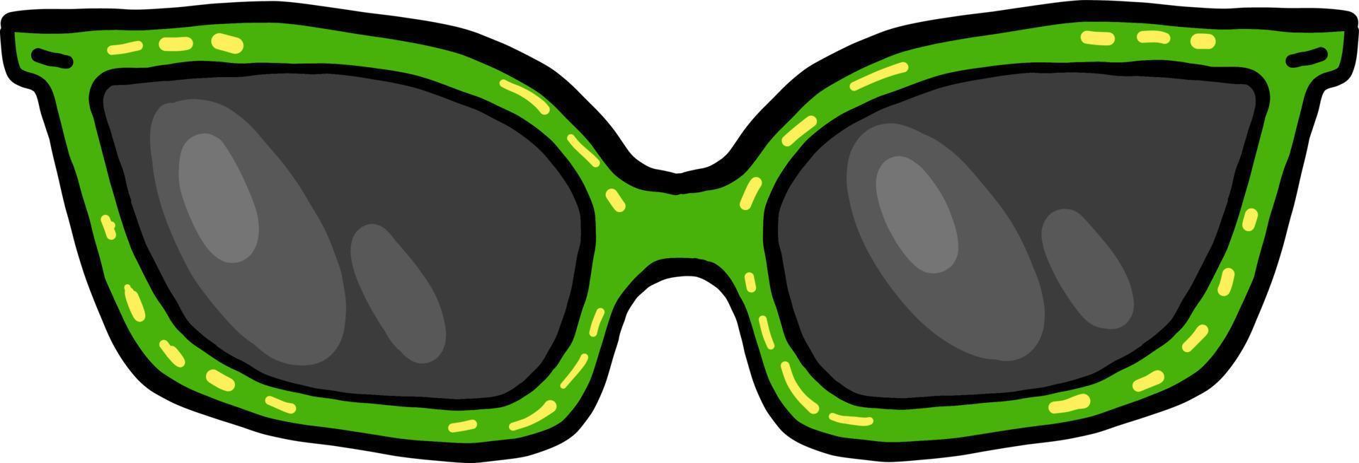 Green sunglasses, illustration, vector on white background.